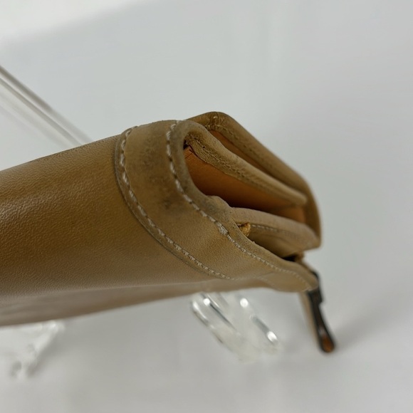 Coach Soho Nude Tan Large Leather Trifold Wallet Silver Buckle w/Checkbook Cover - Picture 8 of 13